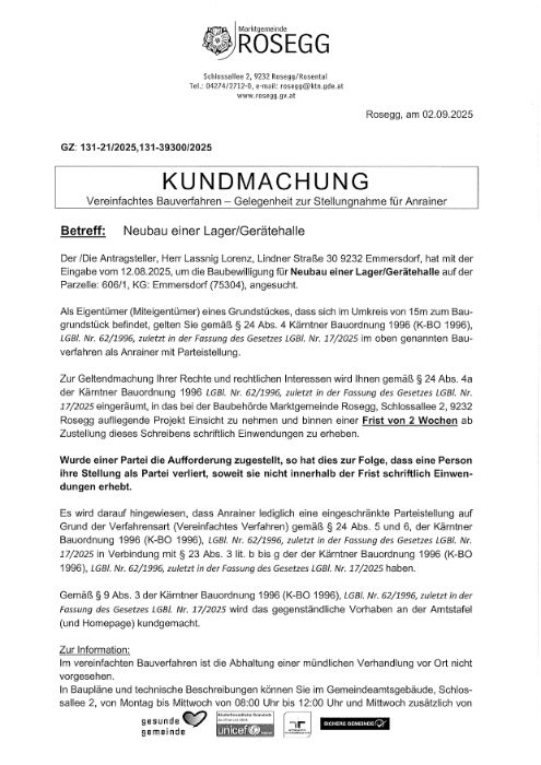 Kundmachung zum vereinfachten BVH Zahl 131-39300_2025