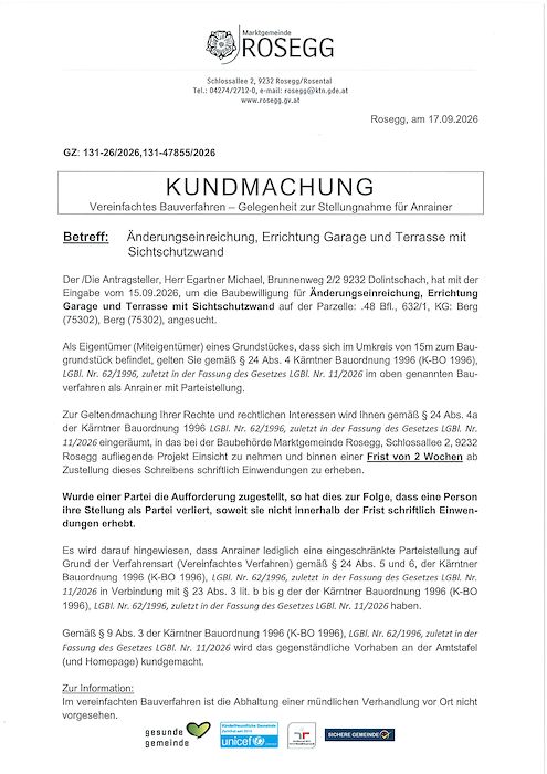 Kundmachung vereinfachtes BVH Zahl 131-47855-2026
