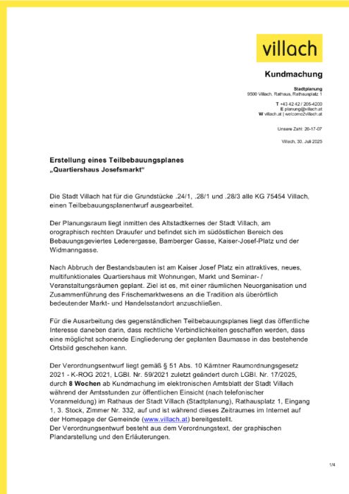 Kundmachung Stadt Villach