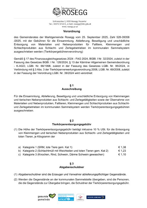 Verordnung des Gemeinderates vom 25.08.2025 