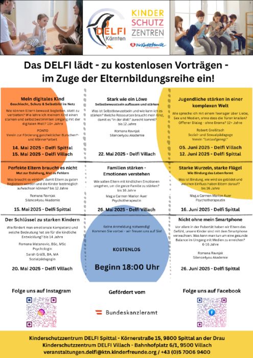 Das DELFI Villach lädt zur kostenlosen Elternbildungsreihe ein!
