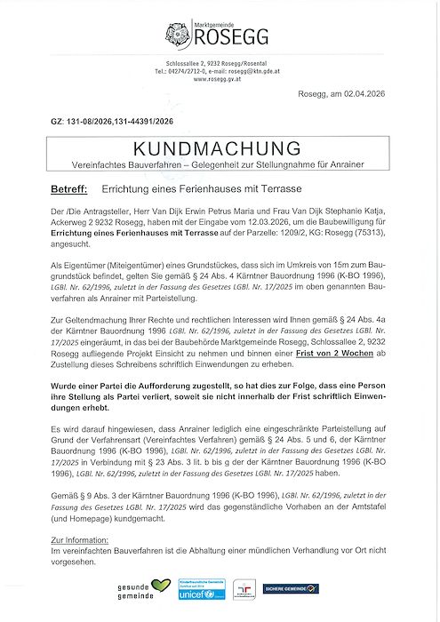 Kundmachung vereinfachtes BVH Zahl 131-44391-2026