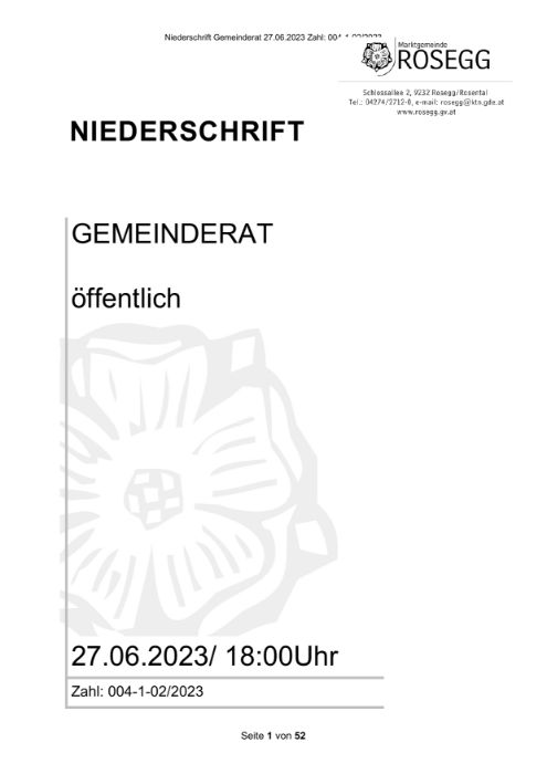 27.06.2023 Niederschrift Gemeinderat