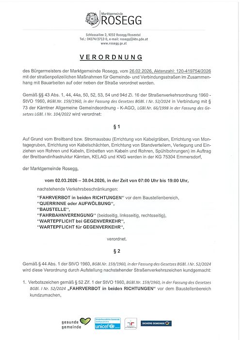 Straßensperre Glasfaserausbauarbeiten KG Emmersdorf