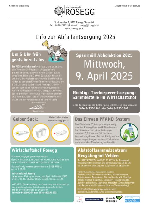 Info zur Abfallentsorgung 2025