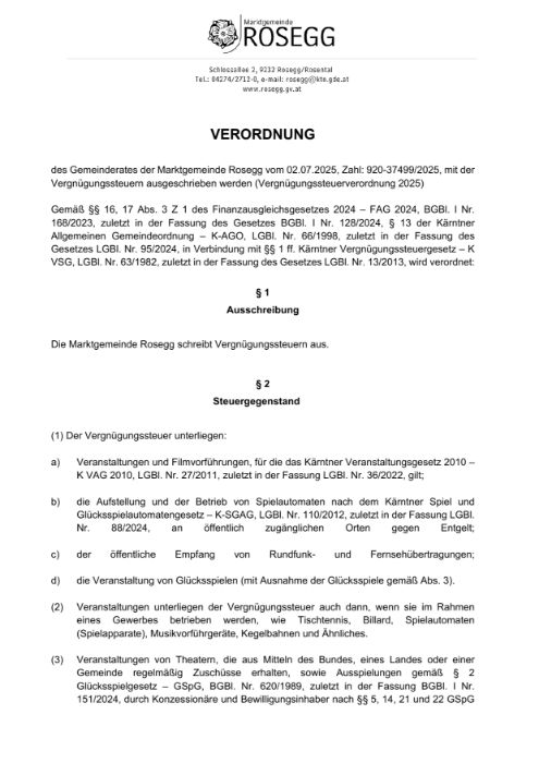 Vergnügungssteuerverordnung 2025 Zahl: 920-37499/2025 vom 02.07.2025
