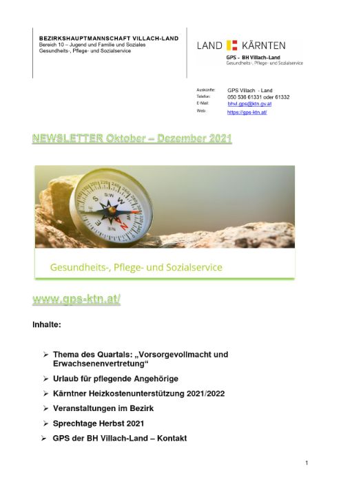 GPS Newsletter Oktober - Dezember 2021