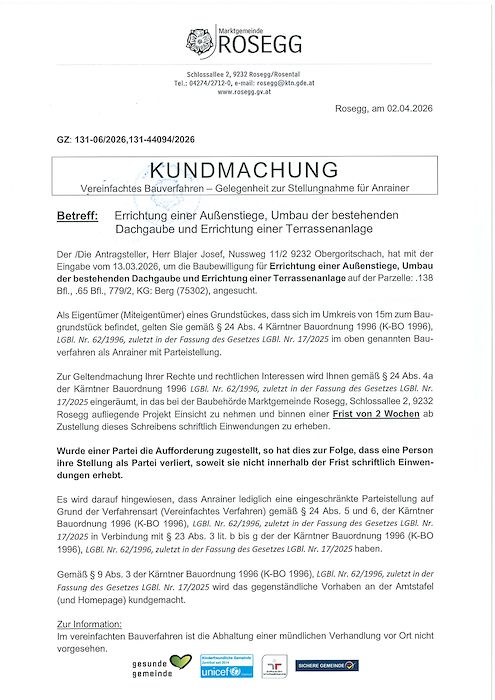 Kundmachung vereinfachtes BVH Zahl 131-44094-2026