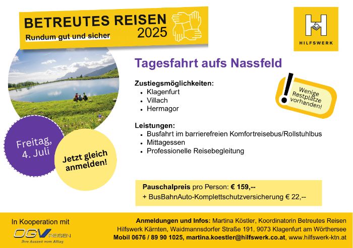 Betreutes Reisen - Tagesfahrt auf das Nassfeld