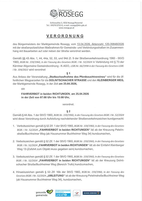 Straßensperre Dolintschacher Str. und Kleinberger Weg