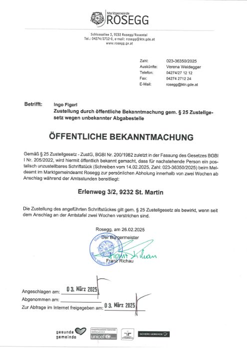 öffentliche Bekanntmachung