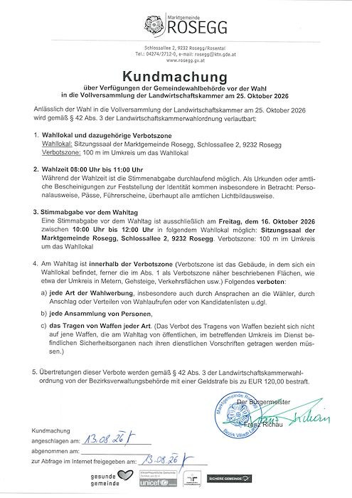 Kundmachung LWK Wahl 2026