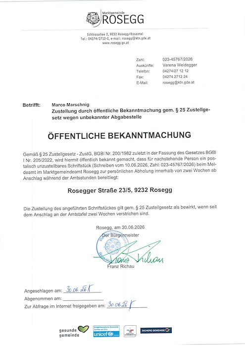 amtliche Abmeldung