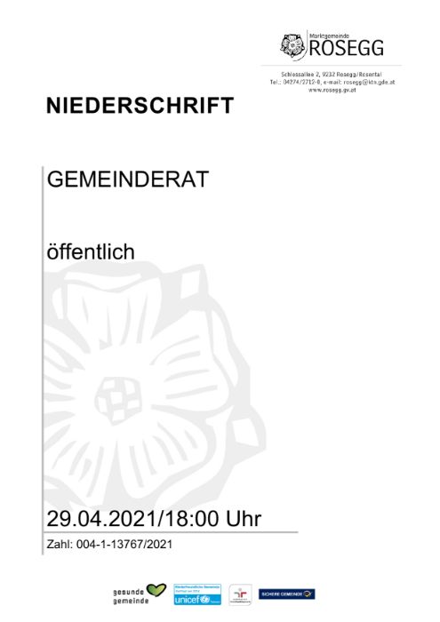 29.04.2021 Niederschrift Gemeinderat