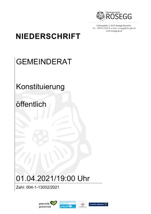 01.04.2021 Niederschrift Gemeinderat