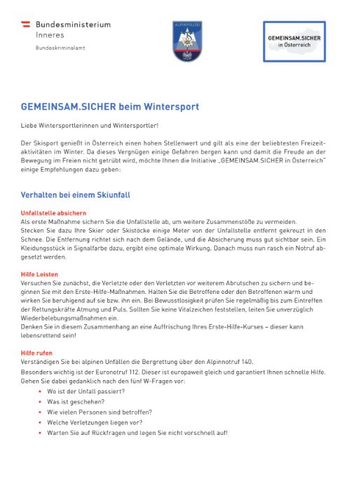 GEMEINSAM.SICHER beim Wintersport