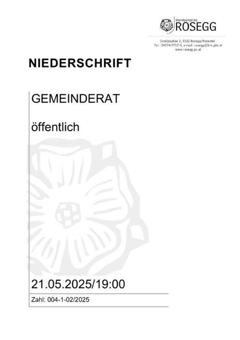 21.05.2025 Niederschrift Gemeinderat