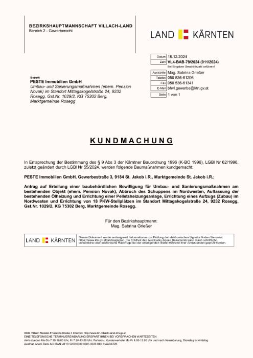 Kundmachung Zahl: VL4-BAB-79-2024(011-2024)