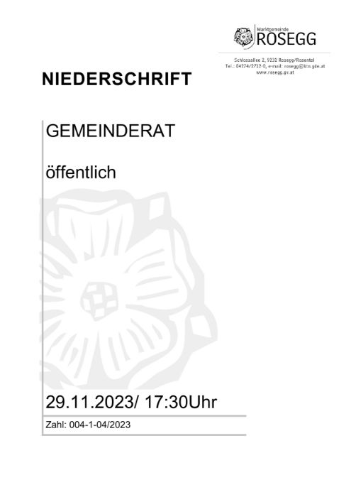 29.11.2023 Niederschrift Gemeinderat
