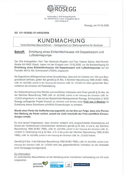Kundamachung vereinfachtes BVH Zahl 131-44232-2026