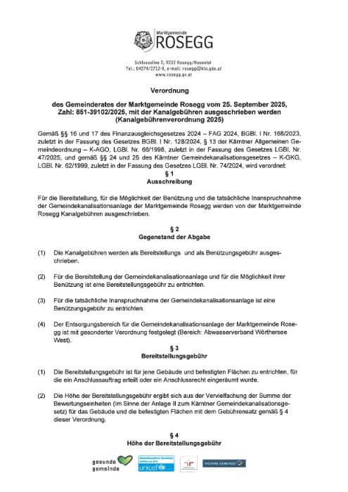Verordnung des Gemeinderates vom 25.09.2025 