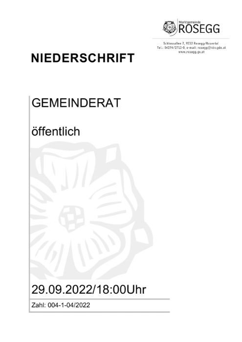 29.09.2022 Niederschrift Gemeinderat