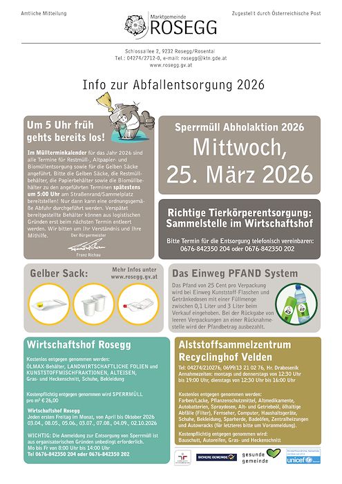 Info zur Abfallentsorgung 2026
