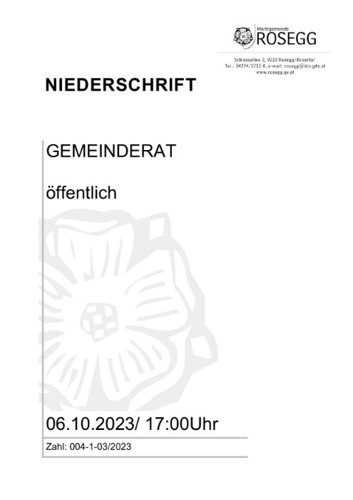 06.10.2023 Niederschrift Gemeinderat