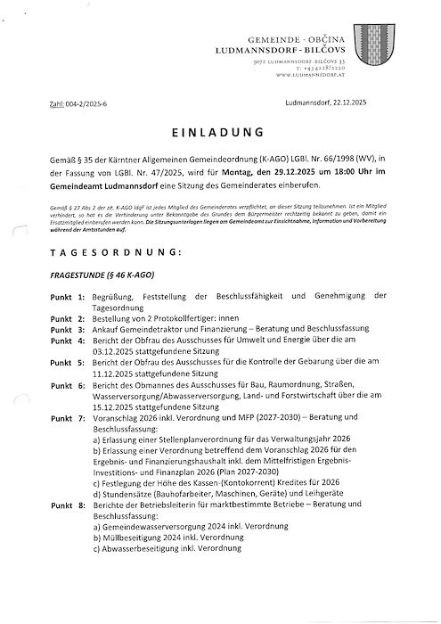 Niederschrift 29.12.2025