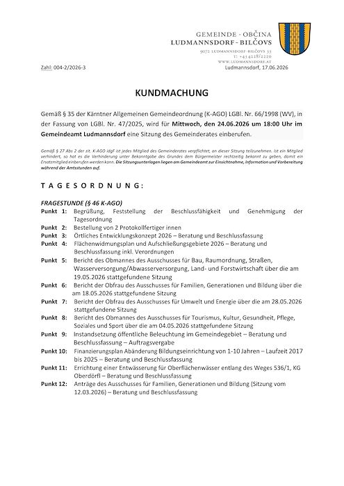Kundmachung GR 24.06.2026
