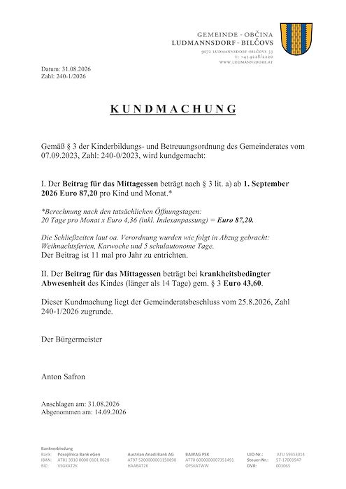 Elternbeiträge Kindergarten