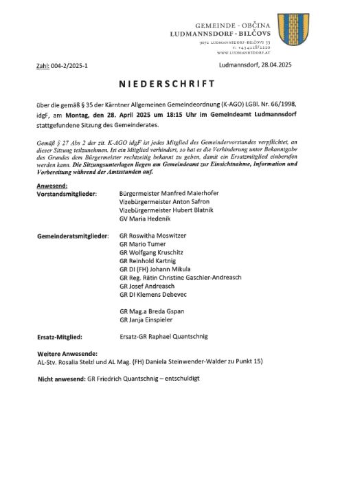 Niederschrift