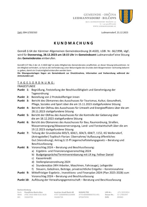 Gemeinderat Sitzung