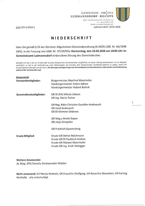 Niederschrift 19.03.2026