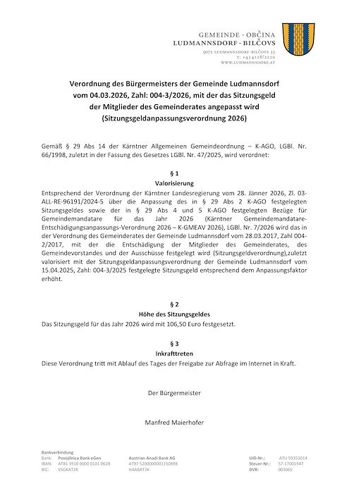 Verordnung Sitzungsgeld