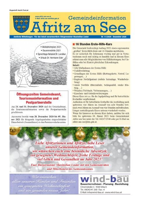 Gemeindeinformationsblatt Dezember 2020