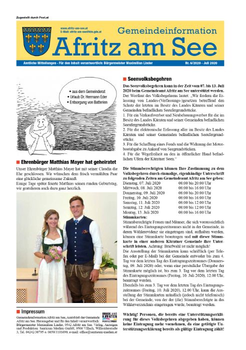 Gemeindeinformationsblatt Juli 2020