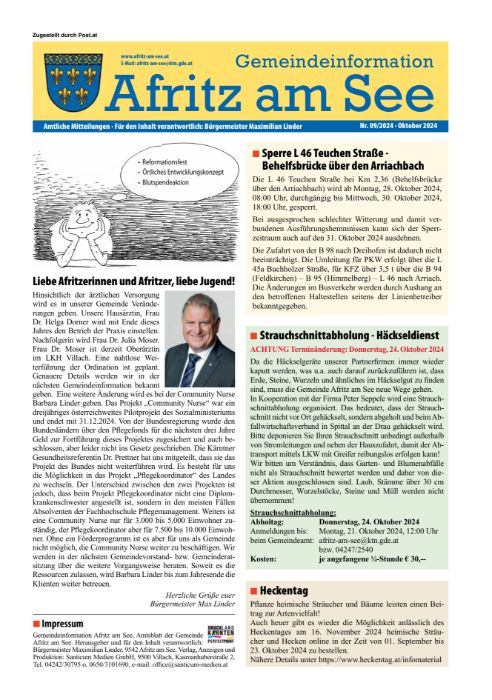 Gemeindeinformationsblatt Oktober 2024