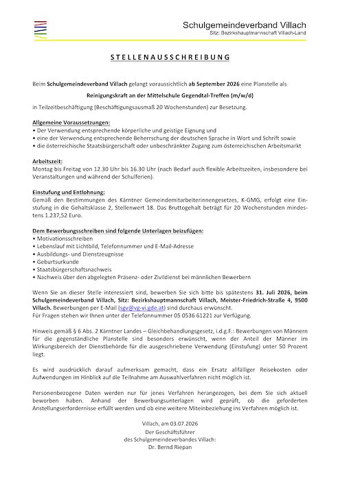 Stellenausschreibung 2. Reinigungskraft Juli_2026 MS Gegendtal-Treffen.pdf