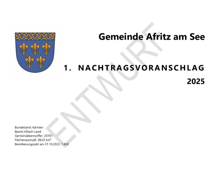 Entwurf  1. Nachtragsvoranschlag 2025