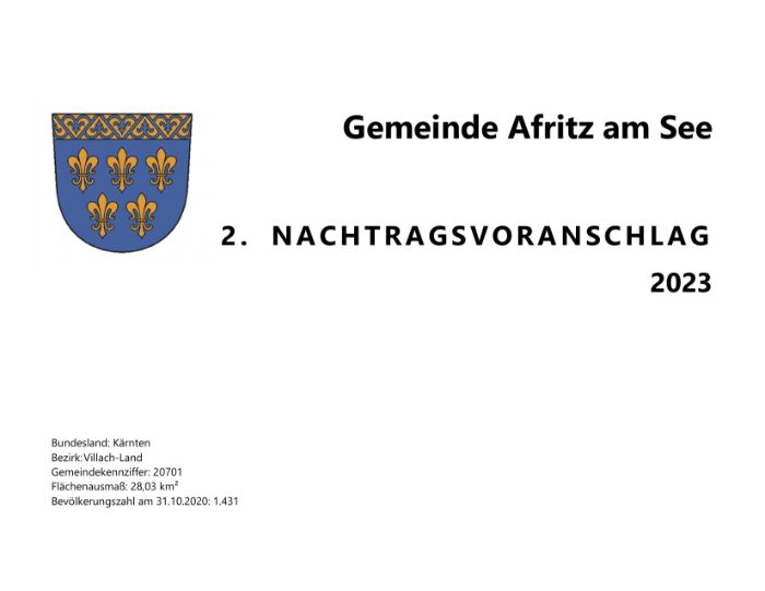 2. Nachtragsvoranschlag 2023