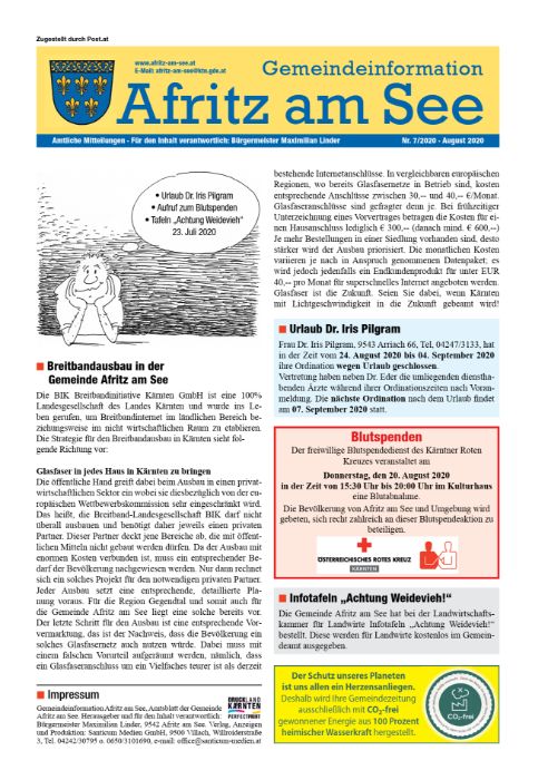Gemeindeinformationsblatt August 2020
