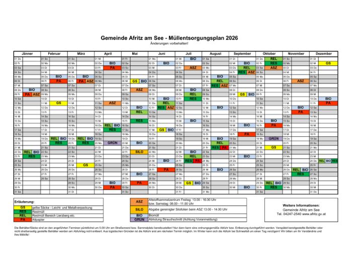 Müllentsorgungsplan 2026