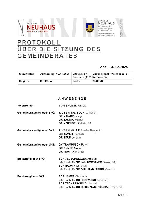 Protokoll Gemeinderat 03/2025