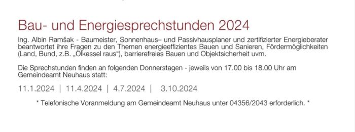 Bau- und Energiesprechstunden 2024