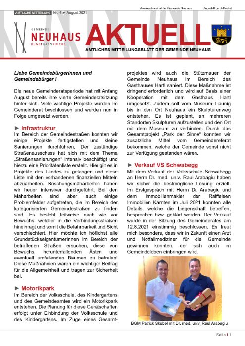 Gemeindezeitung Ausgabe 4 - August 2021