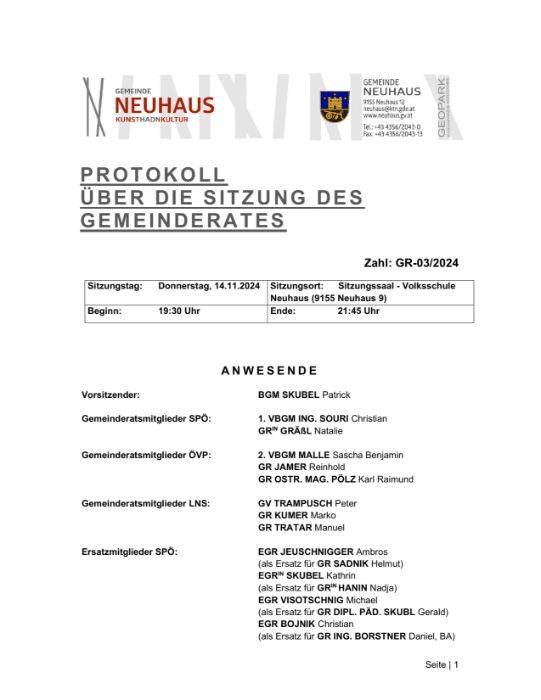 Protokoll Gemeinderat 03/2024