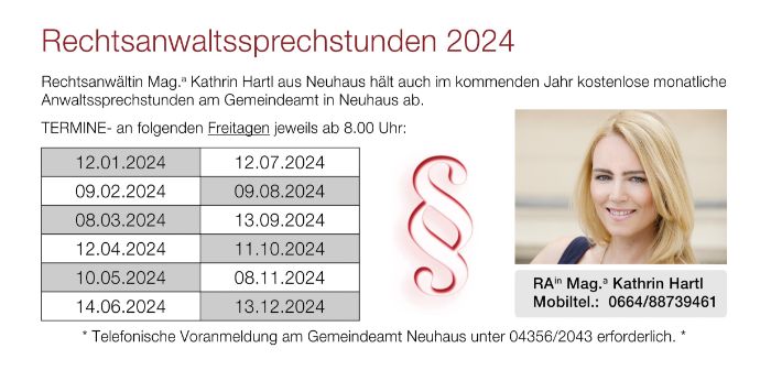 Rechtsanwaltssprechstunden 2024