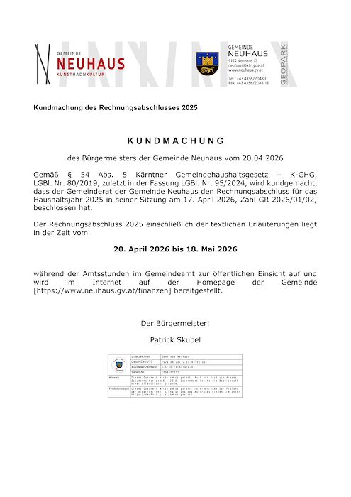 Rechnungsabschluss 2025