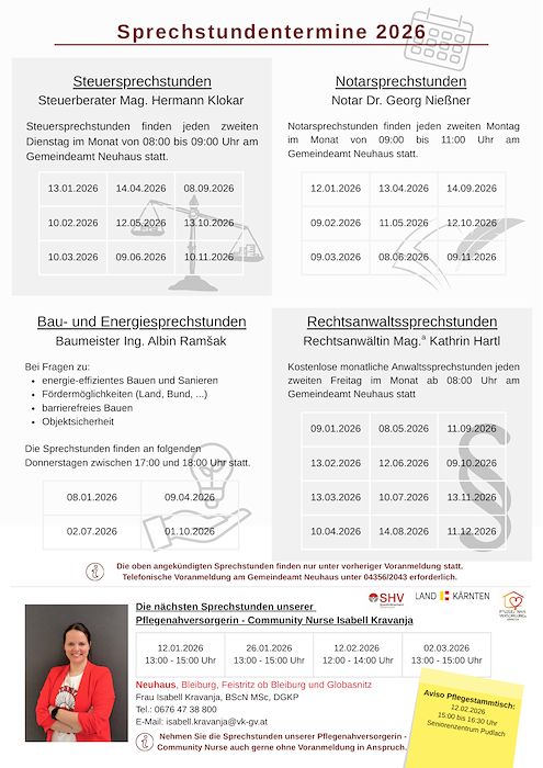 Sprechstundentermine 2026